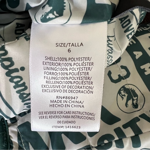 Jurassic Park NWT Kids Reversible Jacket Size 6 Color Green & White - Picture 15 of 16
